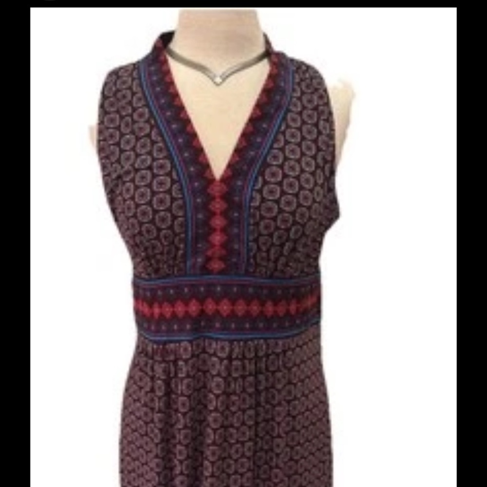 WISP Sleeveless Geometric Print V-Neck Vacation Maxi  Dress Size 12 - Picture 3 of 10